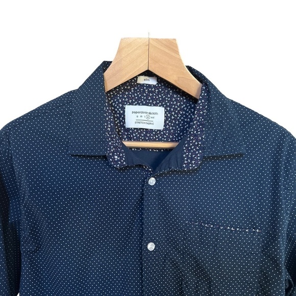 Paper Denim & Cloth Men’s Navy Blue Dotted Button Front Shirt, Size XL - Picture 3 of 9